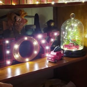 10" Tall Lighted Holiday Christmas Globe- Vintage Farm Red Truck Christmas Trees